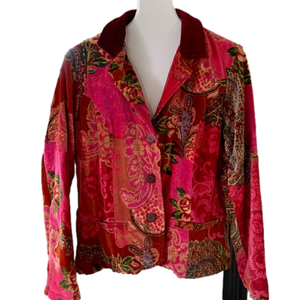 COLDWATER CREEK Red & Pink Jacket Feels Like Velvet
